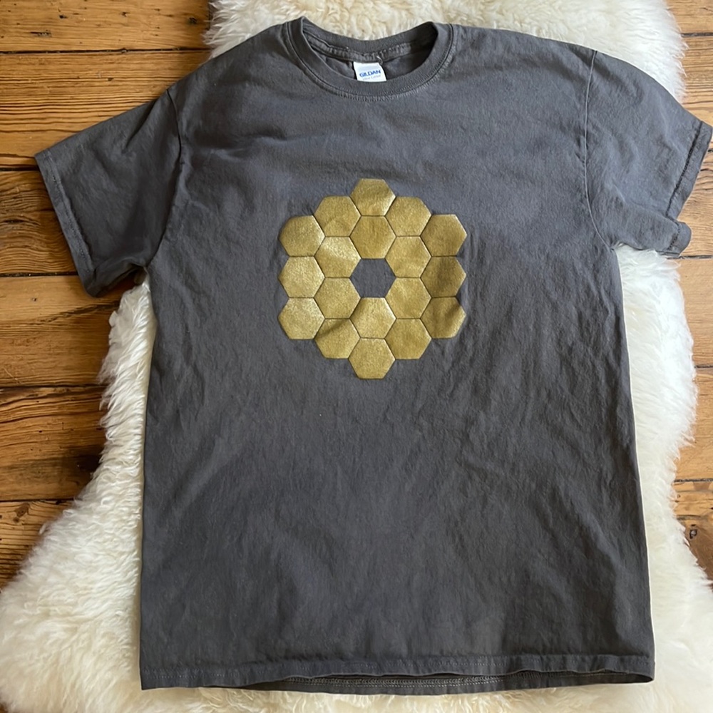 Grey + Gold James Webb Space Telescope t-shirt (unisex size M)